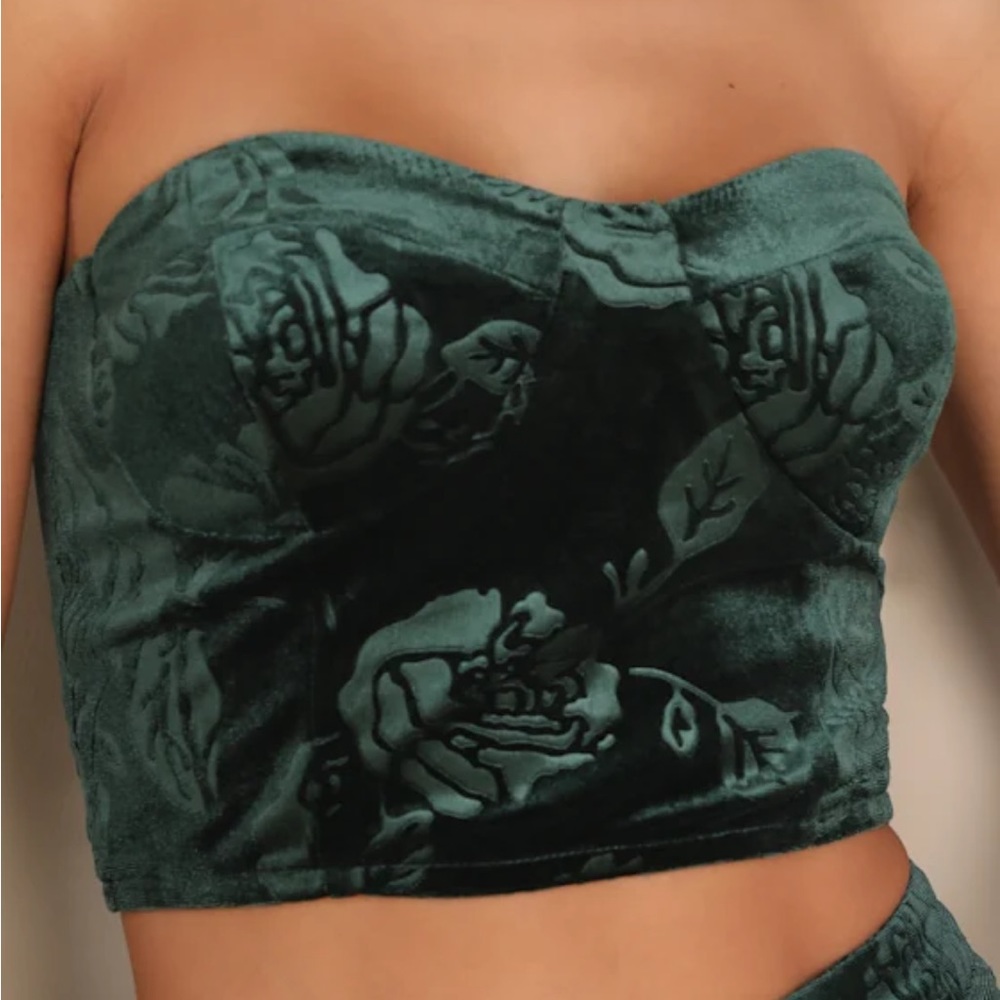 Lulu's Green Bustier Crop Top